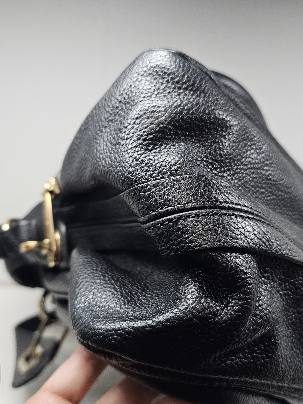 Chloe Paraty Black Leather Shoulder Bag with Gold Hardware